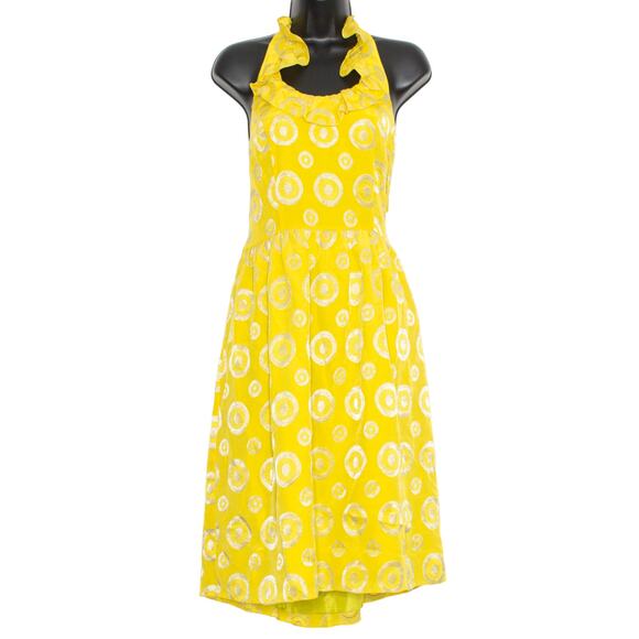 Lauren Moffatt Dress Silk Halter Retro Boho Girly Summer Cottage Yellow Size 4 - Picture 1 of 5